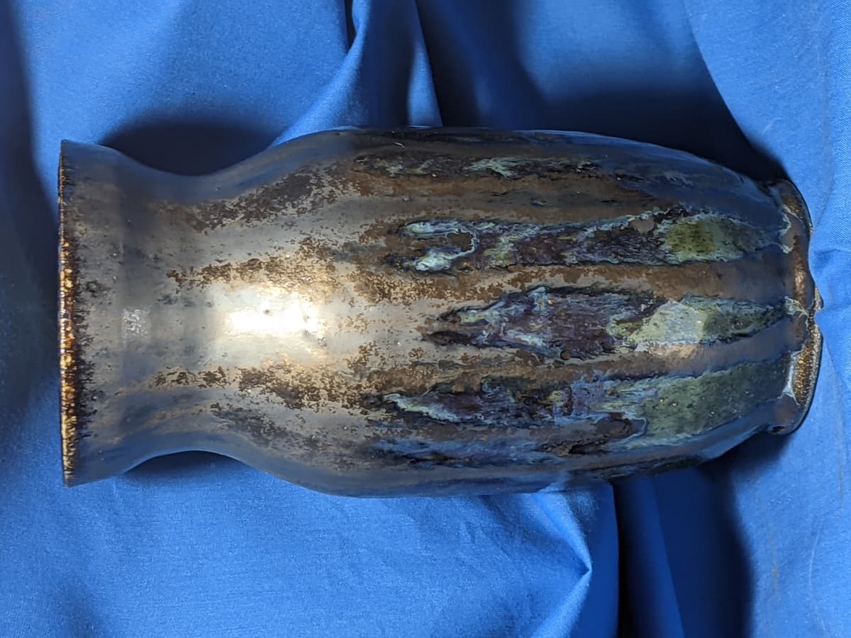 Tall Green and Gold Vase